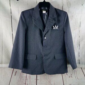 Rafael Womens Size 10 Gray Striped 3 Button Suit Blazer